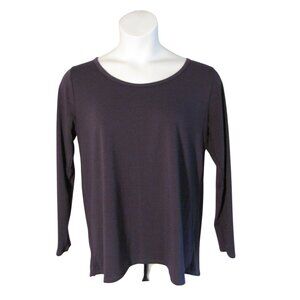 Lularoe XL Solid Dark Purple Lynnae Long Sleeve Knit Shirt Top